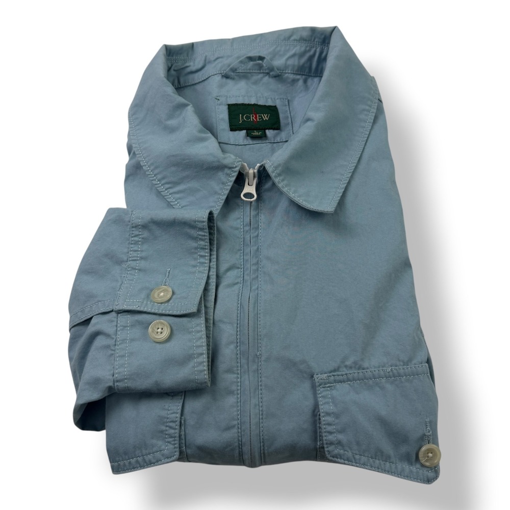 J.Crew Mens Light Blue Cotton Full Zip Field Jacket Utility Chore Coat Large